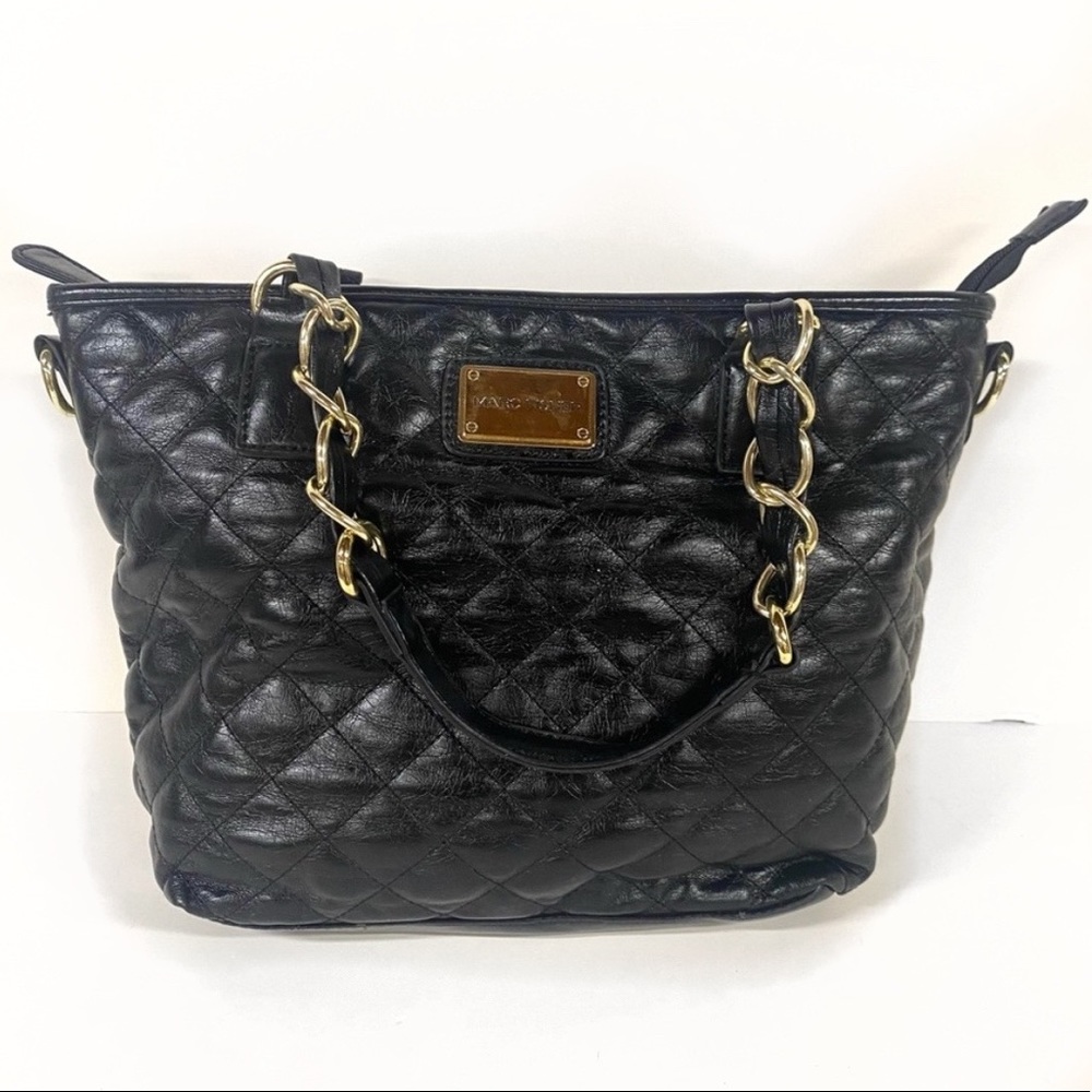 Marc Fisher | Black Quilted Leather Tote w Chain Handles